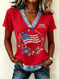 Women'S Flag Printed Casual Top