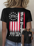 Women'S Independence Day 250Th Anniversary Printed Round Neck Short Sleeve T-Shirt
