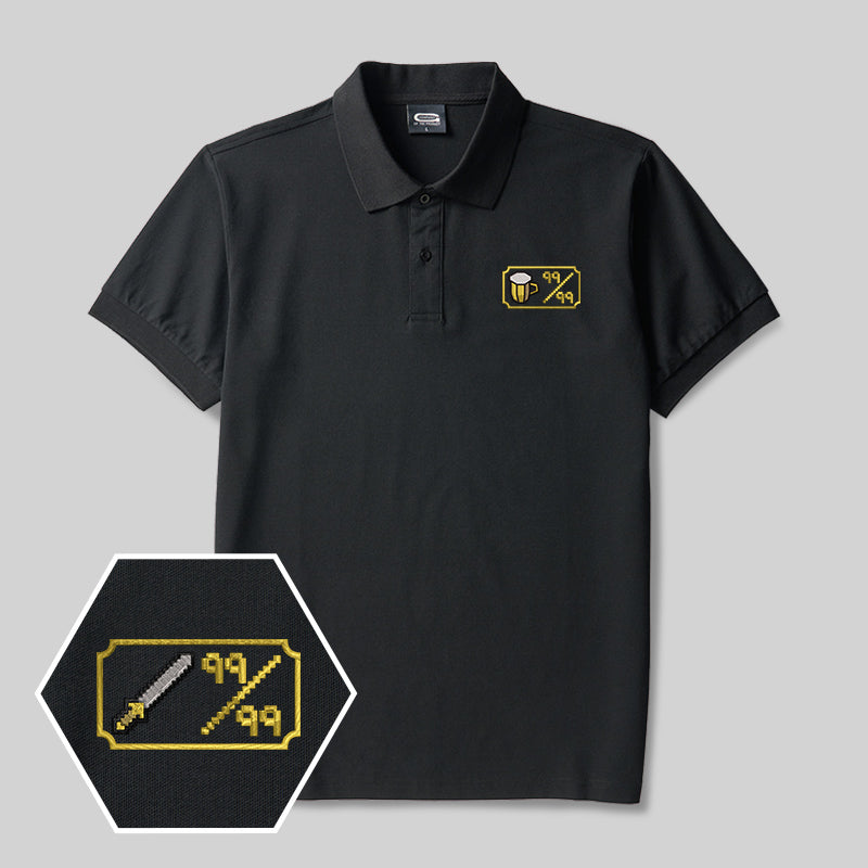 Personalized Pixel Skill 3 Geek Embroidered Polo Shirt