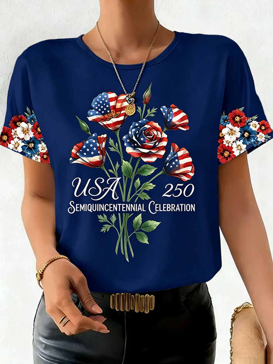 Women's Fashion American 250th Anniversary Short-Sleeved T-Shirt