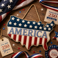 "250th Anniversary of the Founding of the U.S." Handmade American Map Hanging Ornament — Patriotic-Themed Fabric Craft Kit (1776–2026 Commemorative Edition)