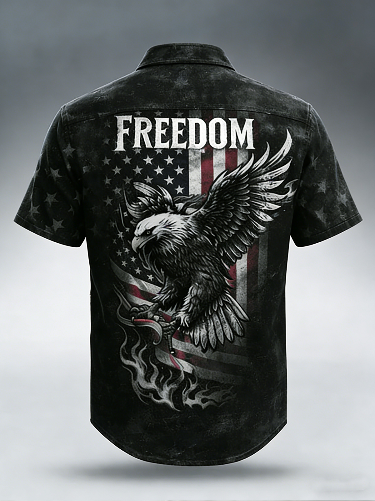 Men'S Casual 250Th Anniversary Of The Founding Of The United States Printed Button Down Short Sleeved Shirt