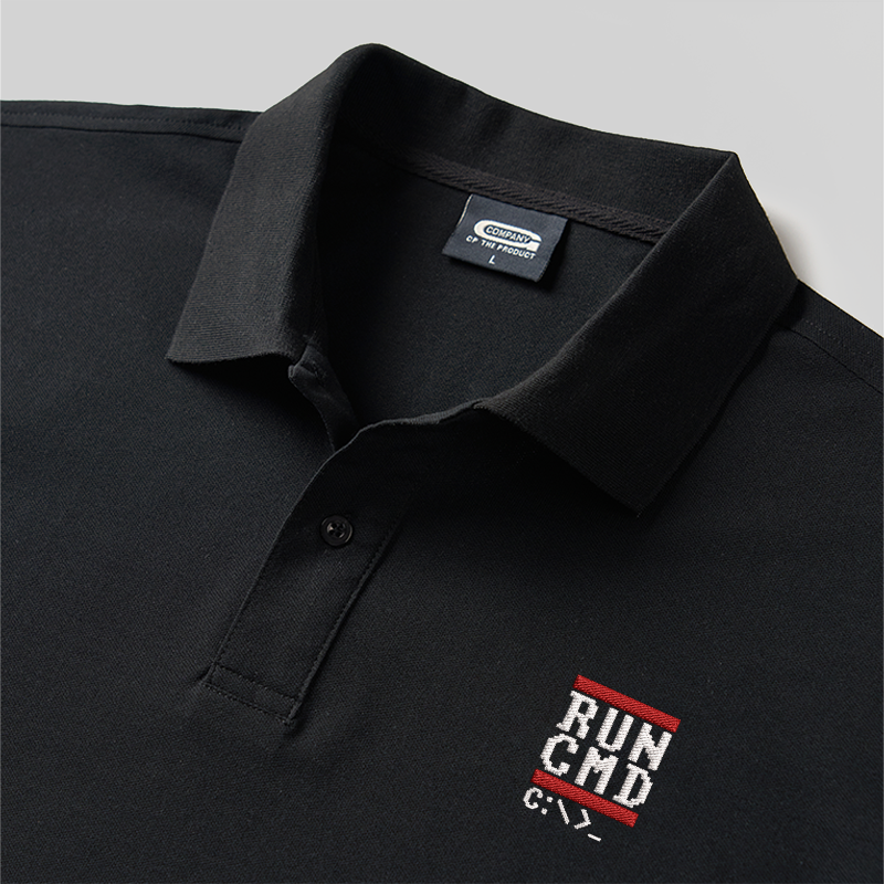 Run CMD Geek Embroidered Polo Shirt
