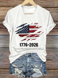 Women's 250th Anniversary National Flag Print Casual Short-Sleeve T-Shirt
