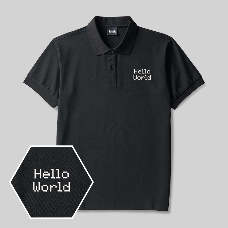 Hello World Geek Embroidered Polo Shirt