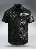 Men'S Casual 250Th Anniversary Of The Founding Of The United States Printed Button Down Short Sleeved Shirt