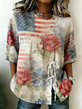 Women'S Casual American Independence Day 250Th Anniversary Printed Top
