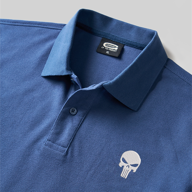 Skull of Justice Geek Embroidered Polo Shirt