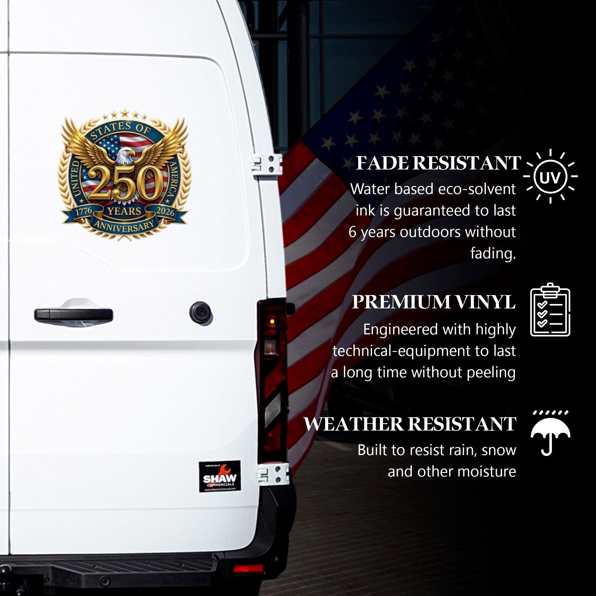 USA Eagle Flag 250th Anniversary Decal 1776-2026 Patriotic Sticker