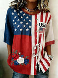 Women'S Casual American Independence Day 250Th Anniversary Printed Top