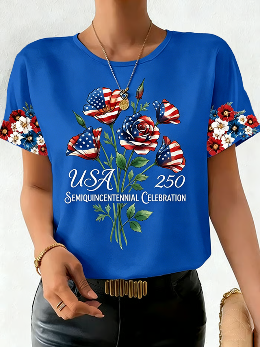 Women's Fashion American 250th Anniversary Short-Sleeved T-Shirt
