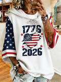 Women's American Flag Raglan Sleeve 1776-2026 Hoodie