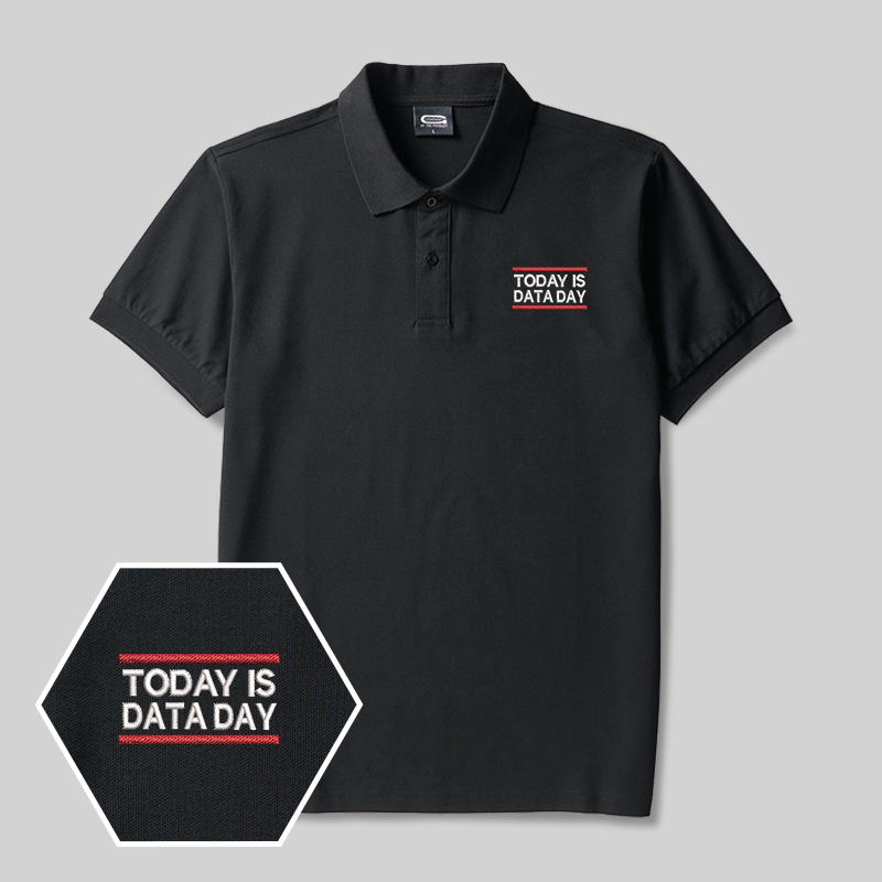 Today Is Data Day Geek Embroidered Polo Shirt