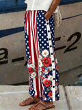 Women's Patriot American Flag Striped Printed Pants