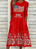Women'S Flag  Printed Casual Dress