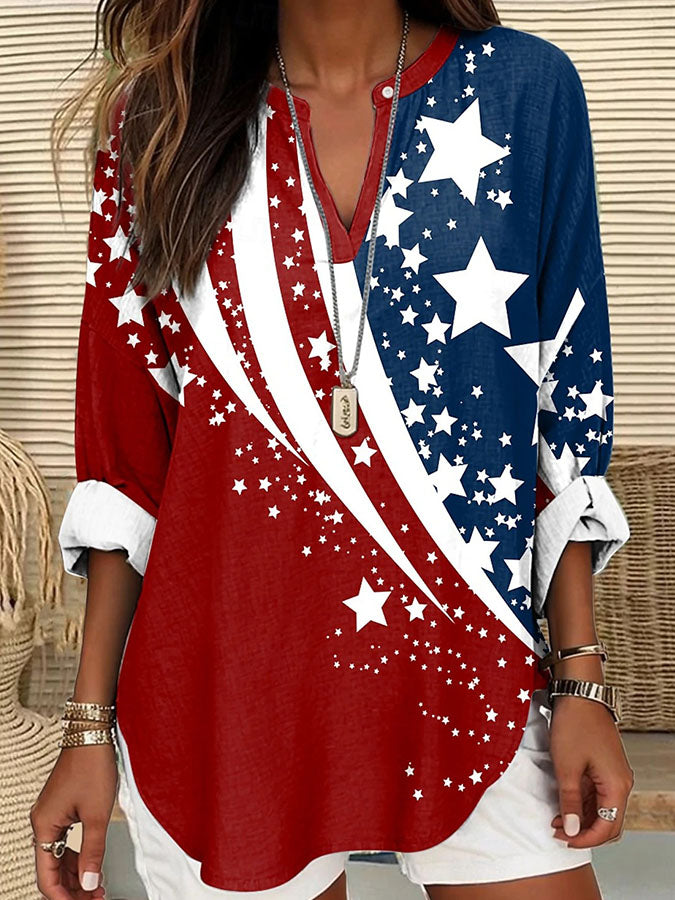 Women's Independence Day 250th Anniversary Printed Casual Shirt