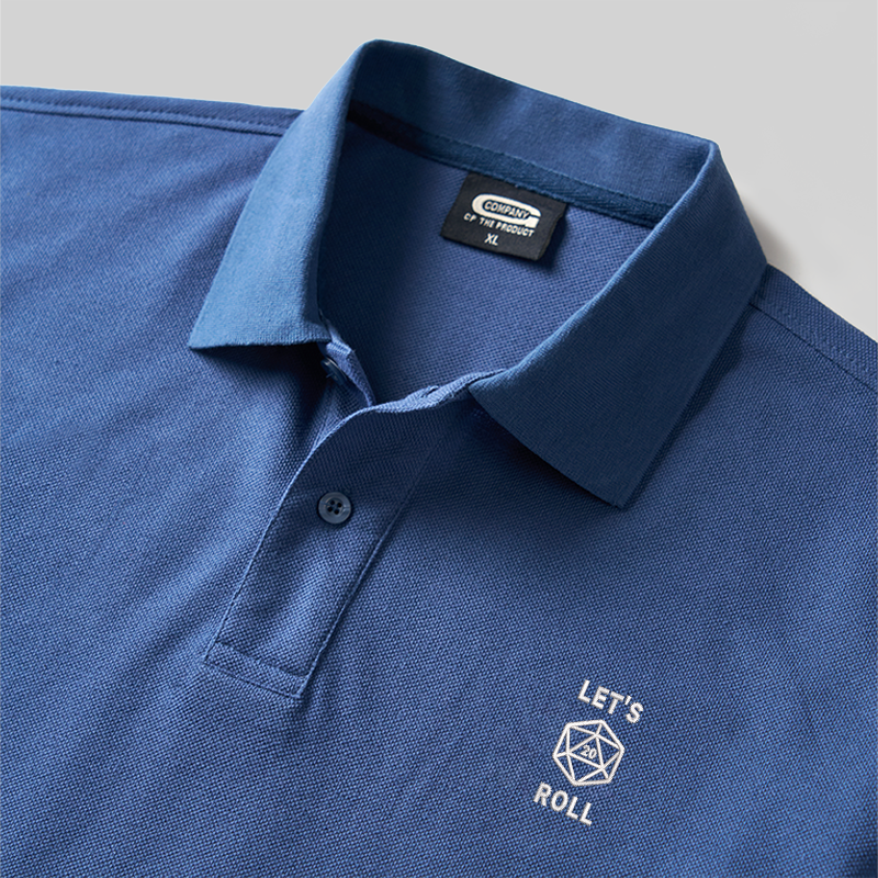 Let's Roll Emblem Geek Embroidered Polo Shirt